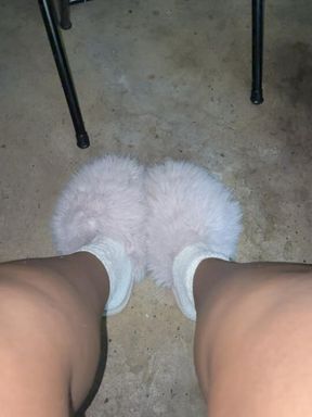 Fuzzy socks and dirty house shoes