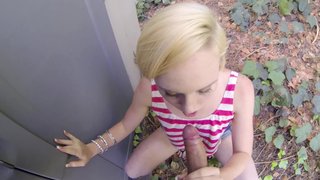 Miley May sucks dick in the dirt to prove her lusty desires