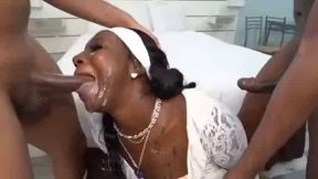 Thick Ebony Takes Cum