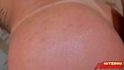 Hot shower with MILF Natzinha: Thick cock going all the way in the stall.