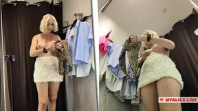 Public Try-On – No Bra, No Panties, Just See-Through Clothes