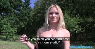 Hot blonde Italian blonde gets fucked outdoor for money