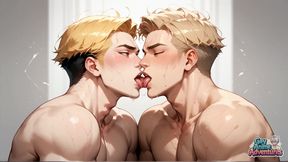 Golden Glory: Muscular Wet Ass Stretch & Cum Drool