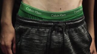 Felix Kamp presses the boy's moaning mouth into his bulging groin after fingering his