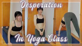 Desperation In Yoga Class - Lunasha is trying to keep control of her full bladder while in yoga class then decides to pee a little in her leggings hoping it won’t show