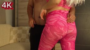 I patted my stepsister's ass because she had pink leggings on her big ass and I liked it so I grabbed her ass and fucked her and she sucked my cock and I went in her mouth and then I did a camel toe pussy in her leggings 4k porno