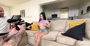 Petite Latina Violet Gems takes on JMac's biggest cock