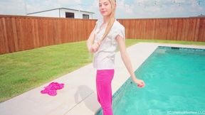 Amber Takes a Pool Dip in a Pink Business Suit