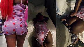 shopping with barbie in a strawberry romper ends with backshots