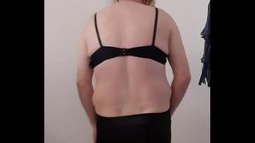 Sissy crossdresser wearing sexy leather pants