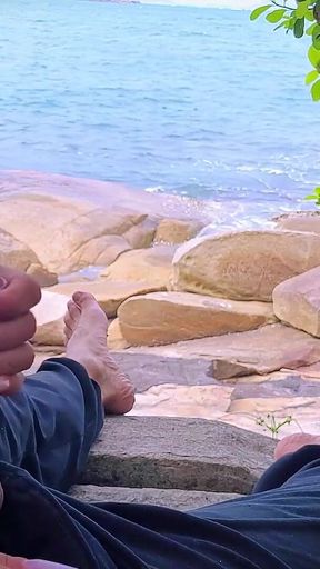 Handjob Surprise Ejaculation on the Beach