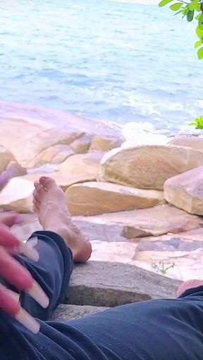 Handjob Surprise Ejaculation on the Beach