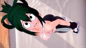 Sweaty Tsuyu Asui Gets Wet & Horny After Exercise, Craves Bedtime Fun