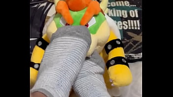 Bowser sniffing my sweaty stinky socks