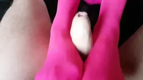 MILF Gives a Footjob and Handjob in Nylon
