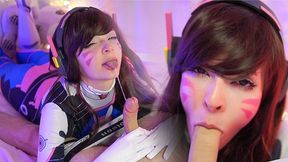 D Va attempted to suppress her stepbrother's massive pole with a deepthroat but couldn't handle it