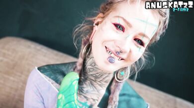 Anal Fuckl Hippie Tattooed Self fucking with a Dildo