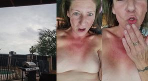 Naked Milf Smoking and Squirting Outside with a Dildo