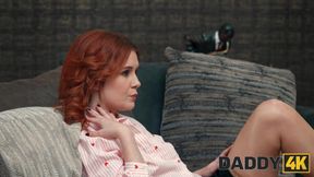 Hot young redhead Kaira Love is seduced by an older guy who licks and fucks her pussy