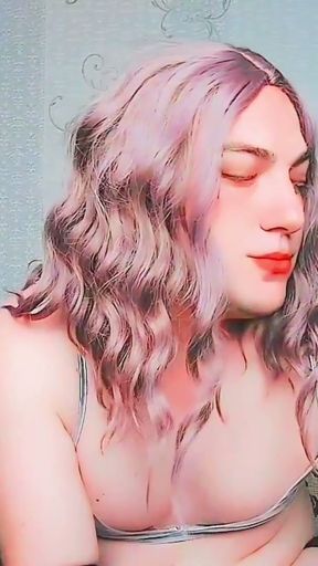 Oiling My Body Sexy Blonde Shiny Skin Ladyboy Model Sissy Femboy Crossdresser And Cosplayer   Clip 1