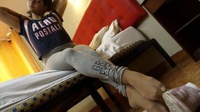 Relaxing and funny time for big and sweaty nylon feet - MOV