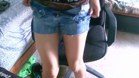 Masturbating with a shorsito raw solo cum dripping