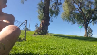 Toned, nude older guy gets horny and masturbates in front of everybody. RISKY!