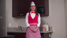Randy Moore strips Naked as the Popcorn Girl! Cute Costume Stripdown - MP4 1080p