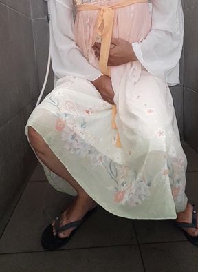 Crossdresser Cum Wearing Cute Chinese Hanfu Dress