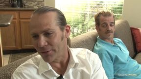 Alice Frost gets a big facial after having a threesome with two guys