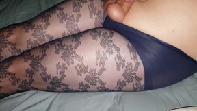 Dani Leg in Blue Pattered Pantyhose