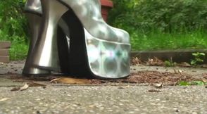 Crushing with silver high heels