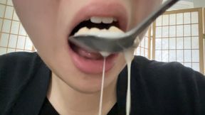 Aurora’s Mouth Drips in Cereal Milk