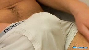 UndieTwinks: Cristian strokes his heavy shaft through his undies at the shower