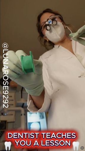 DENTIST TEACHES YOU A LESSON 😈🧤🦷🪥 Wearing: White Figs Lab coat, Lancol Latex Mint XS Gloves, Dental loops, K95 Mask