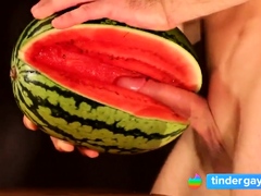 water melon cum - fucking a melon and cumming