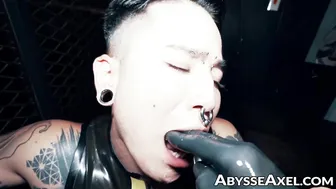 Axel Abysse and Yoshi Kawasaki bent over for hardcore fist fucking
