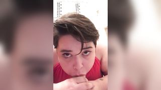 uber-cute young femboy mouths his fuck stick