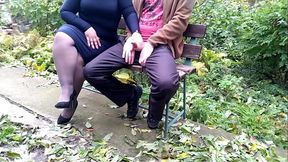 Sexy curvy mother-in-law helped me cum in a public park