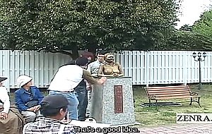 Subtitled public japanese park statue prank covert sex