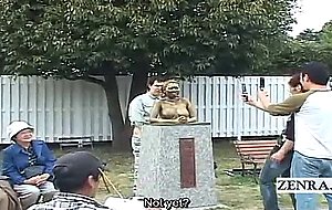 Subtitled public japanese park statue prank covert sex