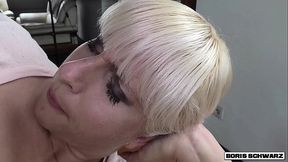 Blonde MILF Eva gets her ass pounded and licked in deep anal session