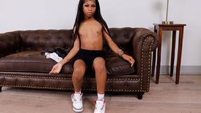 ”FEMOUT XXX - First Time Ebony Teen petite Tgirl masturbates”