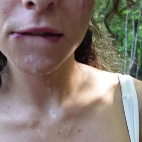 Outdoors in the Forest The Selvaggia Gets Cum And Then Tastes It