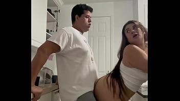 Colombian sleaze La Paisa gets neighbor's thick cock&#x1F32D;, cums on her giant tits upstairs blissfully unaware