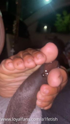 Bartender footjob