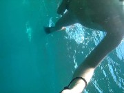 Nude diving and snorkeling in the sea