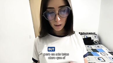 Busty Gymnast Deep Throats Huge Dick While Trainer Watches POV