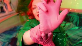 asmr gloves video - pink (arya grander)