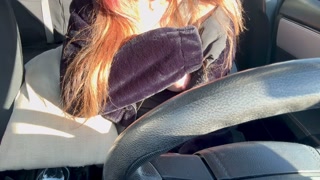 Car Ride Driving around with Italian Big Tits Long Hair Milf Artemisia Love flashing her big boobs